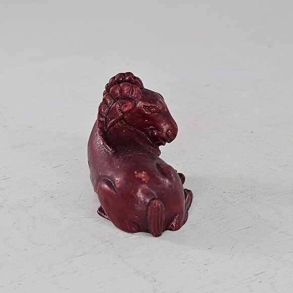 Vintage Red Goat Figurine Sculpture Ram Netsuke Lucky Feng Shui *Chip* - Picture 5 of 9